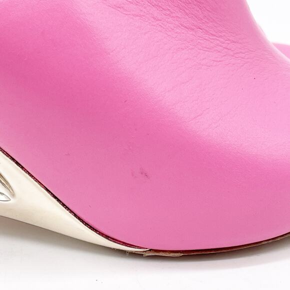 Alexander McQueen Arc Calfskin Wedge Mules Sandals Pink Leather EU 37.5 US 7.5 - Picture 11 of 14